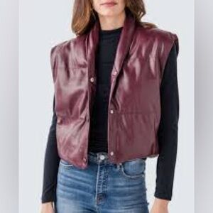 Elan Garnet Women's Vegan Leather Vest- Sz Medium NWT